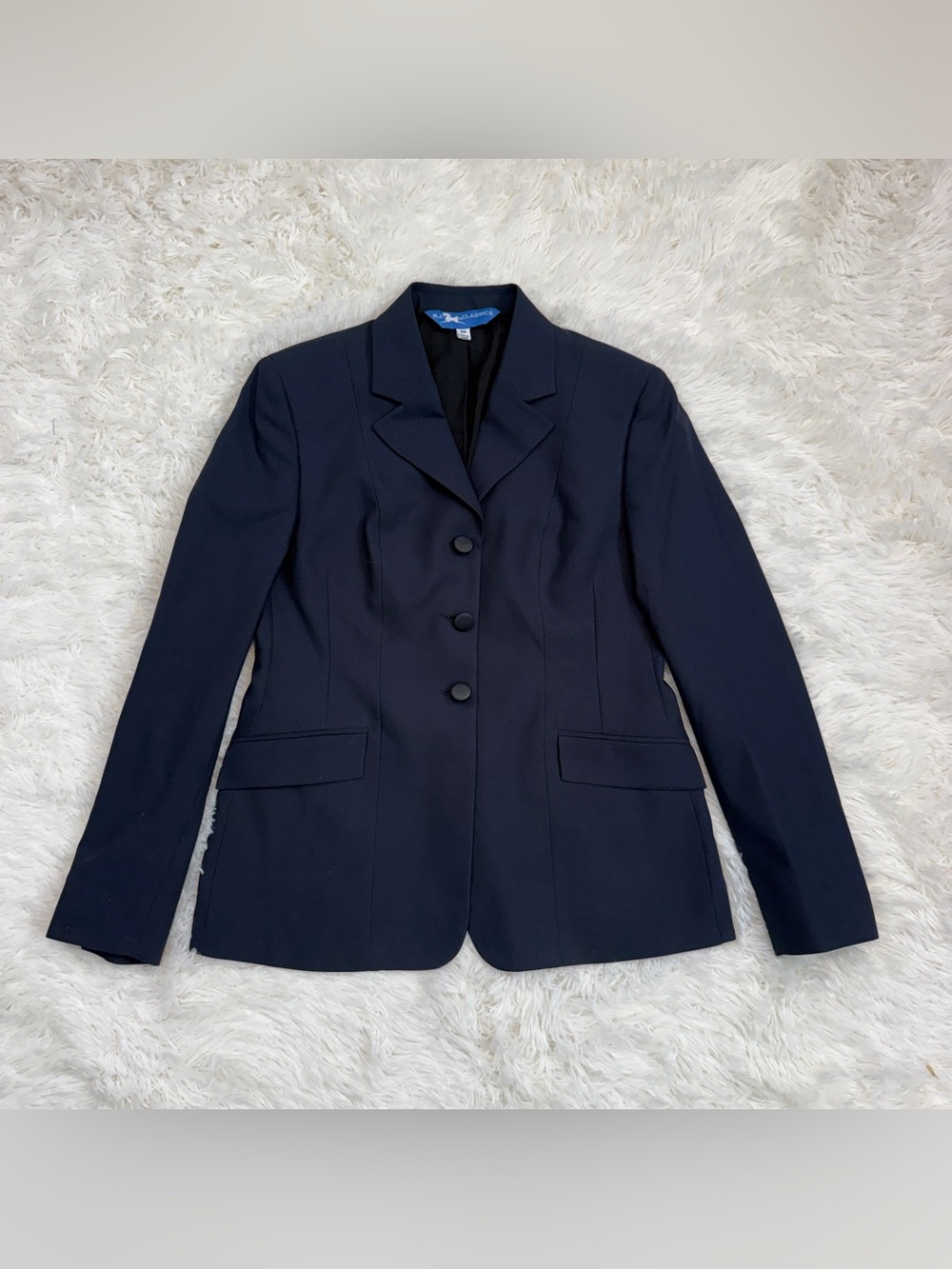 Women’s Size 6S Navy RJ Classics Horseback Riding Show Coat. Good Condition.